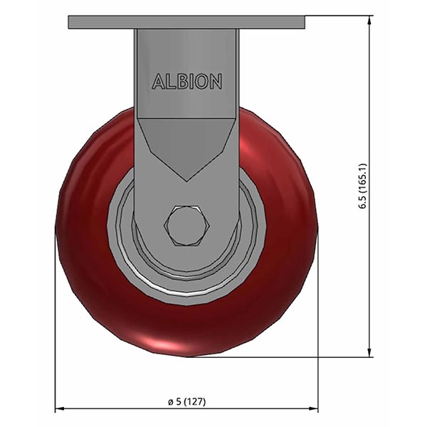 Side view drawing of caster with dimensions
